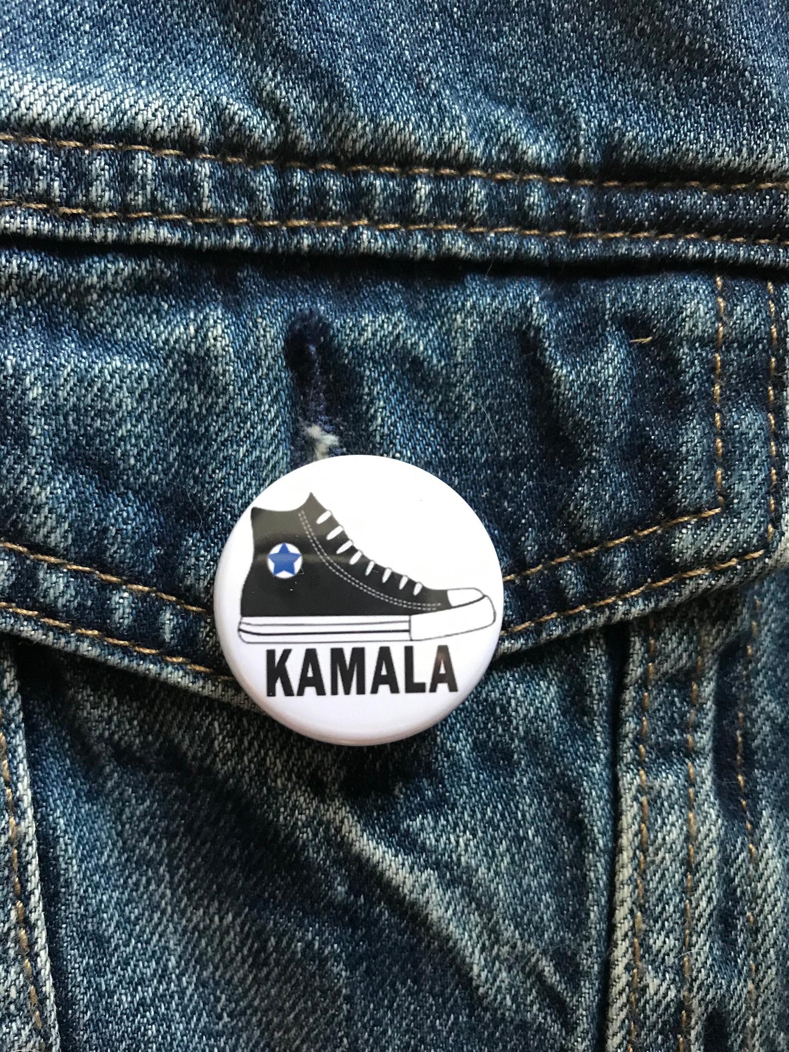 Kamala Harris Chucks Pin  Button